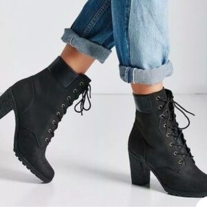 Timberland black heeled booties